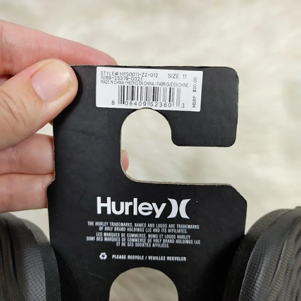 Hurley Slides One and Only Beach Sandals Flip Flops Black / Blue  Women's Sz 11